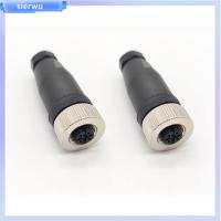 SIERWU 2Pcs 12mm ครับ ขั้วต่อตัวเมีย 4พิน M12 ขั้วต่อเซ็นเซอร์ การประกอบภาคสนาม ขั้วต่อแบบวงกลม อุปกรณ์สำหรับอุตสาหกรรม