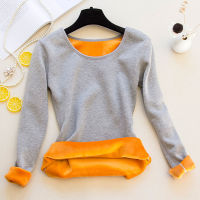 Plus Size Winter Cotton Warm Women Wool T Shirt Female Thick Fleece Long Sleeve Thermal Underwear Tops Tumblr Tshirt Basic Tee