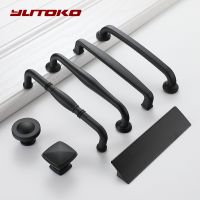 ☏⊙┇ YUTOKO Modern Black Cabinet Handle Square Furniture Hardware Stainless Steel Kitchen Door Knobs Cupboard Wardrobe Drawer Pulls