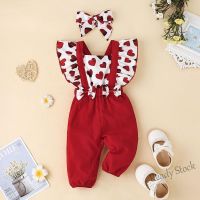 【hot sale】 ☇♘✢ C10 [Gift Headband]Set Baju Baby Girl Newborn Overall Romper 0-24Months Red Color Toddler Clothing Infant Summer Short Sleeve Jumpsuit