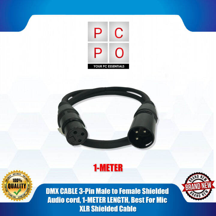 DMX CABLE 3Pin Male to Female Shielded Audio cord, 1METER LENGTH