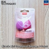 Real Techniques® Miracle Mini Complexion Sponge, 4 Count #01492 เรียลเทคนิค ฟองน้ำแต่งหน้า ขนาดเล็ก เหมาะสำหรับการพกพา ฟองน้ำไข่ Beauty Blender