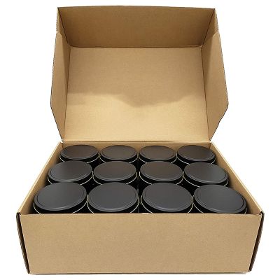 Candle Tins, 24 Piece, 4 Oz Metal Candle Containers for Making Candles, Arts &amp; Crafts, Dry Storage,Black