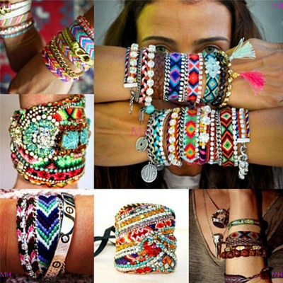 💖【Lowest price】MH สร้อยข้อมือมิตรภาพ handmade ทอเชือกถักสาย him Boho เย็บปักถักร้อยกำไล