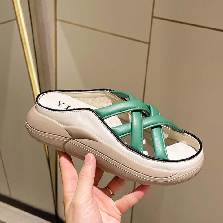 yotjar-รองเท้าแตะสไลด์ผูกโบว์ผู้หญิงนุ่มน้ำหนักเบาลำลองรองเท้าแตะมีส้น