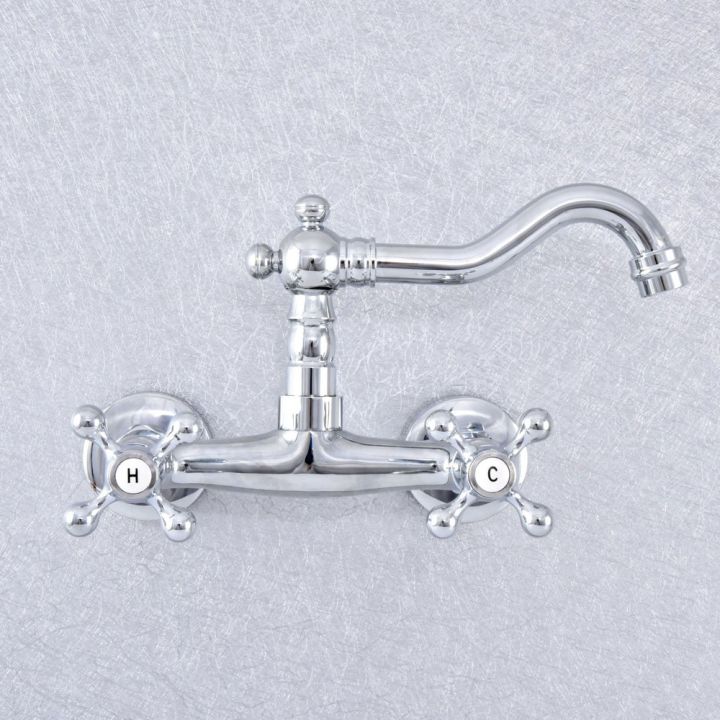 chrome-ทองเหลือง-dual-handle-dual-hole-ติดผนังหมุน-spout-อ่างล้างจานก๊อกน้ำห้องน้ำอ่างล้างหน้าเย็นก๊อกน้ำร้อน-dsf777