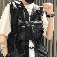 Uni bullet head hip-hop vest shoulder bag outdoor multifunctional tactical chest pocket waist bag male black chest bag