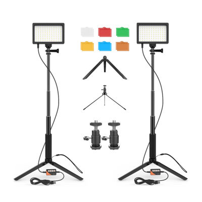 JINTU 2 Sets Studio LED Video Light TL-96 96pcs LED Video Light w Stand Photography Lighting Kit 5600K Dimmable LED Panel Lamp