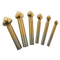 6pcs 90 degree 3 flute HSS countersink drill bit titanium coated 6.3-20.5mm chamfer cutter drill bits set for board