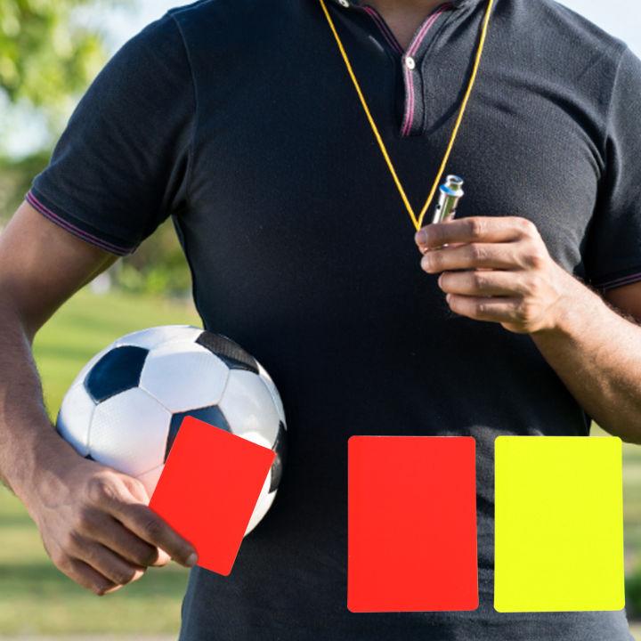 การ์ดเตือนผู้ตัดสินฟุตบอล1ชุดสีสว่างปองกันโดยทำให้หนาขึ้นเบรคฟุตบอล-pvc-ผู้ตัดสินบัตรสีแดงและสีเหลืองเครื่องมือผู้ตัดสิน