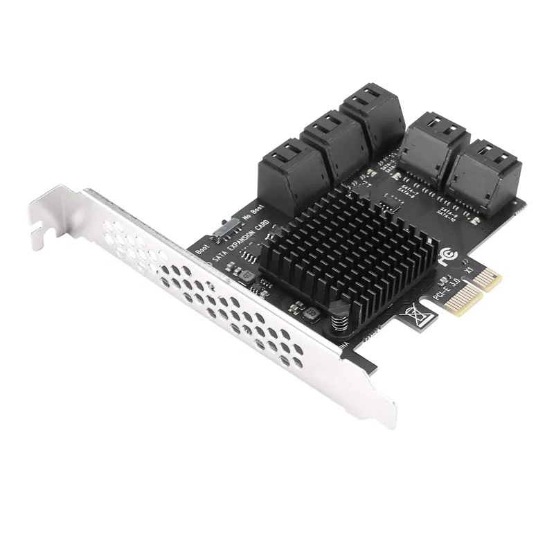 10 Port SATA  to PCIe X1 Expansion Card PCI Express SATA Adapter SATA3  6G Converter with Heatsink for Windows 