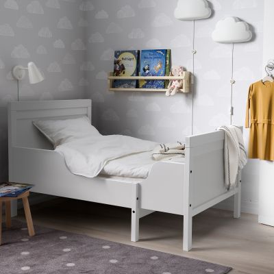 โปร ดี๊ ดี !!  เตียงเด็ก เตียงเสริมลูก SUNDVIK ซุนด์วีค โครงเตียงขยาย+พื้นระแนง, เทา 80x200 ซม. เตียง เด็ก IKEA