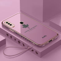 ตรงขอบชุบเคสโทรศัพท์สำหรับ OPPO A31 2020ปลอกป้องกันกล้องที่แม่นยำเคส OPPOA31ลายใบเมเปิ้ลพร้อมสายคล้องฟรี