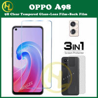 3-In-1สำหรับ OPPO A98 5G อุปกรณ์ป้องกันจอฟิล์มกระจกเทมเปอร์ OPPO A1 A76 A12 A1X A1Pro A58 A78 A77S A57 A33 A36 A97 A16K A55 5G A16 A96/A17 A35/a7/A5S A74 A54 A94 A53 A52/A92/A12E A72/A3S A31 A9 2020/A5 2020 4G 9H ฟิล์มป้องกัน