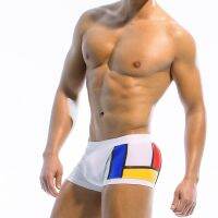 Mens Multicolor Stitching Craft Boxer Swimming Shorts Four Corner Swimsuit Beach Swimming Surfing Sports Shorts 2020 Beachwear Swimwear