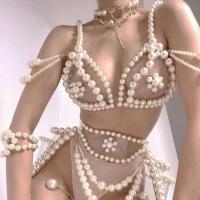 【CW】┇  Exaggerated Imitation Big Pearls Chain Waist Belly for Bralette Set Jewelry