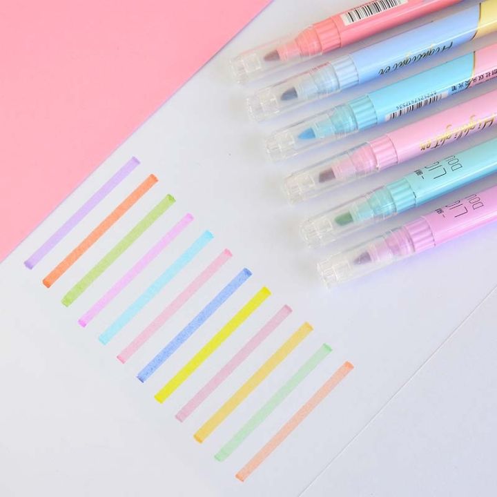 hot-dt-6-highlighter-pens-kawaii-color-manga-markers-set-korean-stationery