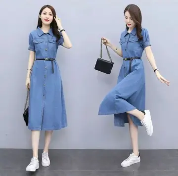 Dress hot sale denim wanita