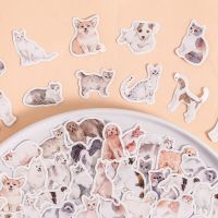 +【】 45Pcs Kawaii Stationery Stickers Cute Pet Cat Dog Decorative Mobile Stickers Scrapbooking DIY Craft Stickers