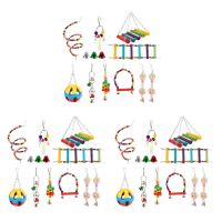 10 Pack Bird Cage Toys for Parrots Reliable &amp; Chewable - Swing Hanging Chewing Bite Bridge Wooden Beads Ball Bell Toys.