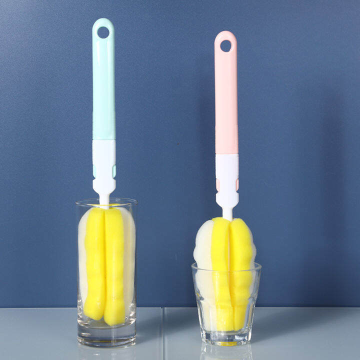 Cup brush Milk bottle brush Sponge cup brush Cleaning cup artifact Foldable long handle brush
