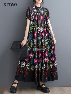 XITAO Dress Women Casual Print Dress