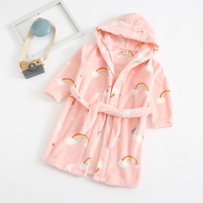 {Xiaoli clothing} ฤดูหนาว Rainbow Hooded Robes เด็กเสื้อคลุมอาบน้ำเด็กเสื้อคลุมอาบน้ำ Homewear สำหรับชายหญิงชุดนอน Nightgown เด็กชุดนอน Robe