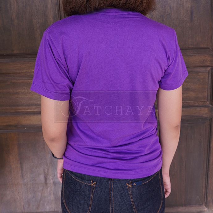 tatchaya-เสื้อยืด-คอตตอน-สีพื้น-คอวี-แขนสั้น-amethyst-สีม่วง-cotton-100