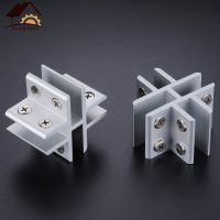 ∈○ Myhomera Glass Clamps Shelves Holder 2 Ways 4 Ways For 8mm 10mm 12mm Thick Glass Clips Corner Bracket Clamp Showcase Aluminum