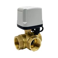 DN15 DN20 DN25 DN32 3 Way Brass IP65 Waterproof Motorized Ball Valve 3-Wire 2 Control T Type Electric Ball Valve Plumbing Valves