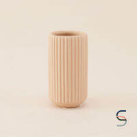 SARABARN Round Porcelain Vase | แจกัน แจกันลายคลื่น สีชมพูอ่อน