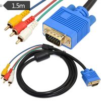 VGA To 3 RCA Male Component AV Video Converter Adapter Cable PC TV HDTV