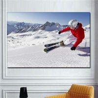 ✸❦⊕ โมเดิร์นเล่นสกีกีฬาพิมพ์โปสเตอร์ภาพวาดผ้าใบสโนว์บอร์ด Snow Mountain Wingsuit Flying Wall Decor Art สำหรับห้อง Cuadros