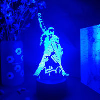 20213D LED Night Light Queen Concert Freddie Mercury Figure Color Changing Acrylic Office Bedroom Decoration Table Desktop Gift Lamp