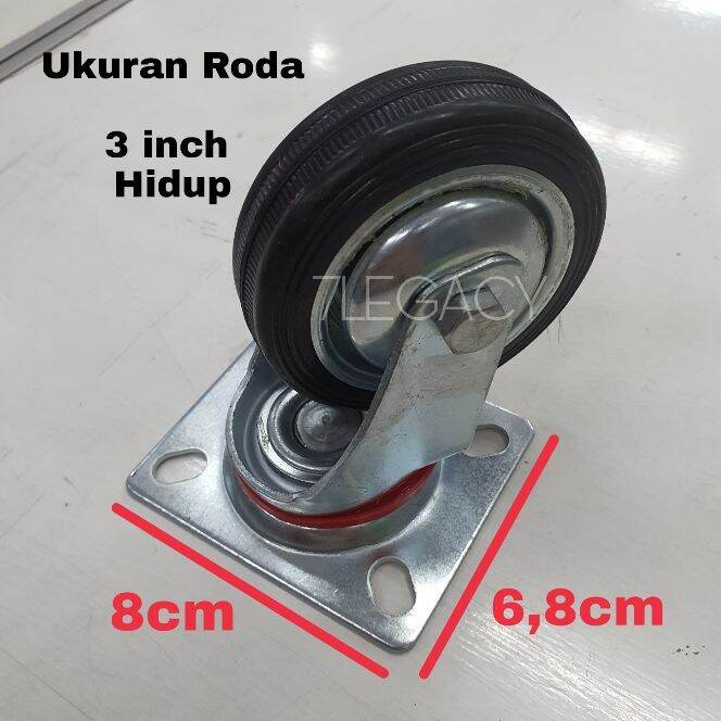 Roda trolley Roda karet 3 inch hidup | Lazada Indonesia