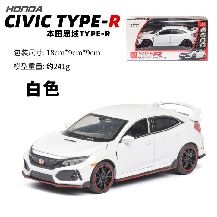 1-32ฮอนด้าซีวิค-type-r-จำลองล้อแม็กเดิมเด็กเสียงและแสงดึงกลับรถของเล่นล้อแม็กรถยนต์รุ่นยานพาหนะหล่อ