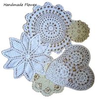 HOT Christmas Poinsettia Flower Cotton Placemat Cup Coaster Kitchen Table Place Mat Cloth Crochet Tea Doily Wedding Party Pad