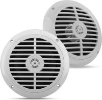 Pyle 6.5 Inch Dual Marine Speakers - 2 Way Waterproof and Weather Resistant Outdoor Audio Stereo Sound System with 120 Watt Power, Polypropylene Cone and Cloth Surround - 1 Pair - PLMR67W (White)