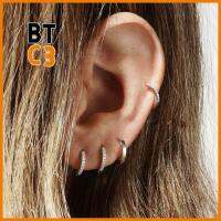 BTC3 8mm ทอง เงิน น้ำเงิน เครื่องประดับร่างกาย Daith Conch Snug Helix Cartilage Tragus ต่างหูฮักกี้ฮูป ลูกบาศก์เซอร์โคเนีย ต่างหู CZ หลากสี CZ เจาะหู ต่างหูเพทาย