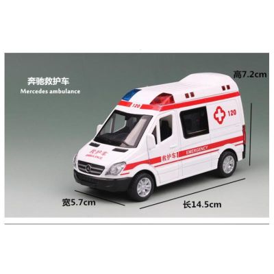 Diecast Vehicles Ambulance Model Sound Light Pull Back Car Collection Car Toys