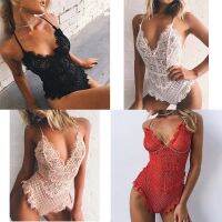 COD DSFGERTERYII Sexy Nightwear Sleepwear Babydoll Women Lace Deep V Neck Bodysuit