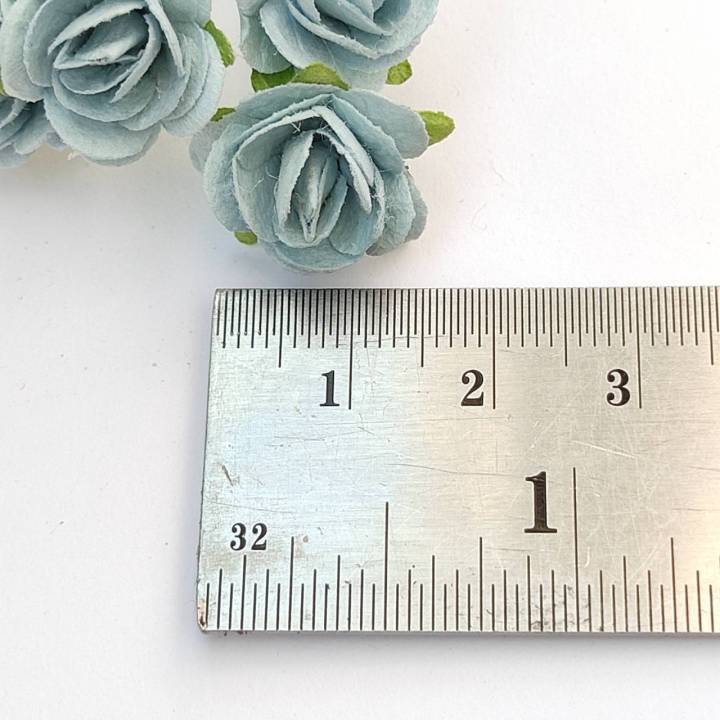 ดอกไม้กระดาษสา-กุหลาบสีฟ้า-ดอกไม้ประดิษฐ์-ดอกไม้กระดาษ-ดอกกุหลาบ-15-17-mm