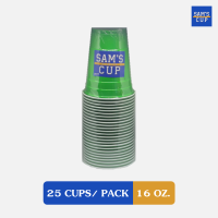 (แก้ว 25ใบ) Sam’s Plastic Cup แก้วแดงปาร์ตี้ ขนาด 16 oz. แก้วพลาสติก แก้วสีเขียว แก้วน้ำ แก้วงานเลี้ยง Red cup