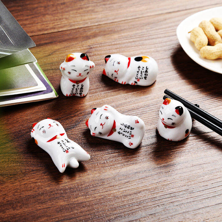 restaurant-chopstick-pillow-cute-chopstick-holder-little-cat-pen-holder-chopstick-pillow-maneki-neko-chopstick-rack-maneki-neko-ceramic-chopstick-rack