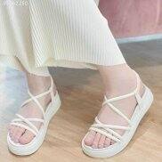 Giày sandal cao su dây chéo nữ Nhật Vy màu kem xinh xắn dễ thương phù hợp