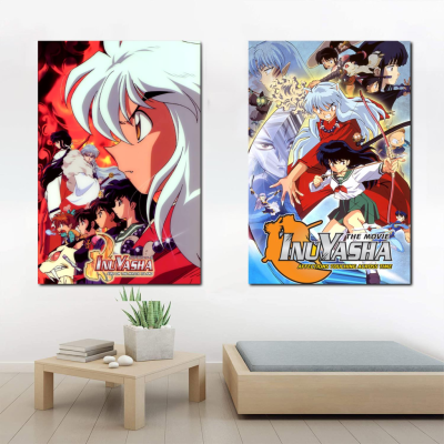 Inuyasha อะนิเมะแรงบันดาลใจผ้าใบศิลปะโปสเตอร์,เหมาะสำหรับห้องนอนตกแต่ง,Modern Wall Art ภาพพิมพ์,ที่สมบูรณ์แบบสำหรับอะนิเมะคนรัก