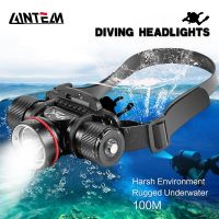 【CW】 IPX8 Waterproof Super Diving Headlamp 100 Meters Underwater Headlight XM-L2 Led Scuba head Flashlight Torch 18650 Lamp Light