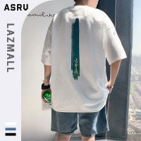 ASRV เสื้อยืดแขนสั้นพิมพ์ลายสำหรับผู้ชายเสื้อยาวครึ่งแขนทรงหลวมพิมพ์ลายตัวอักษรแบรนด์ทันสมัยสำหรับฤดูร้อนเสื้อยืดผู้ชายเสื้อกล้ามชายเสื้อยืดคอกลม