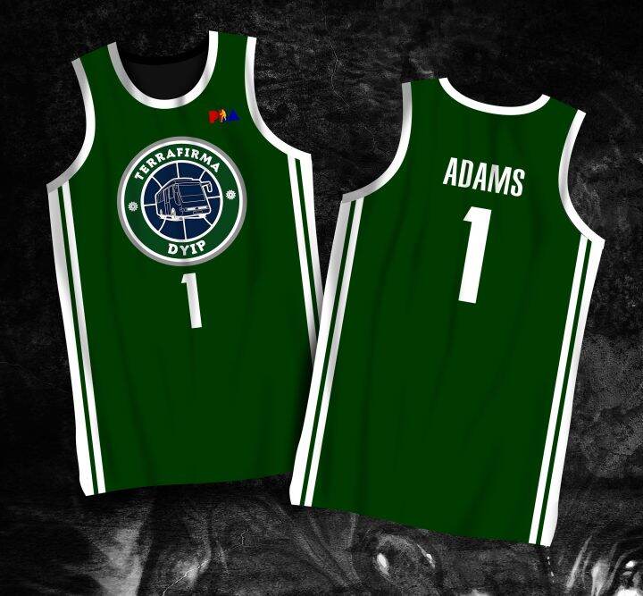 TERRAFIRMA DYIP GREEN & WHITE PBA JERSEY | ADAMS #1 | FULL SUBLIMATION ...