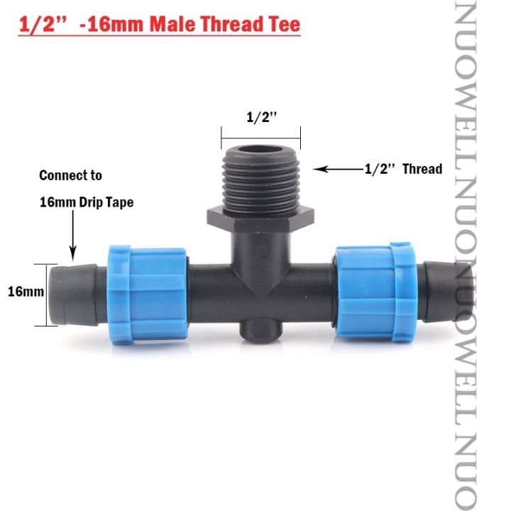 5pcs-16mm-micro-irrigation-drip-tape-connectors-tee-end-plug-fittings-threaded-lock-pipe-hose-joint-garden-hose-water-connector